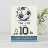 Invitation Blue Soccer Sports Boy Jersey Anniversaire de enfa (Debout devant)