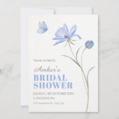 Invitation Blue soft flower bridal shower (Devant)