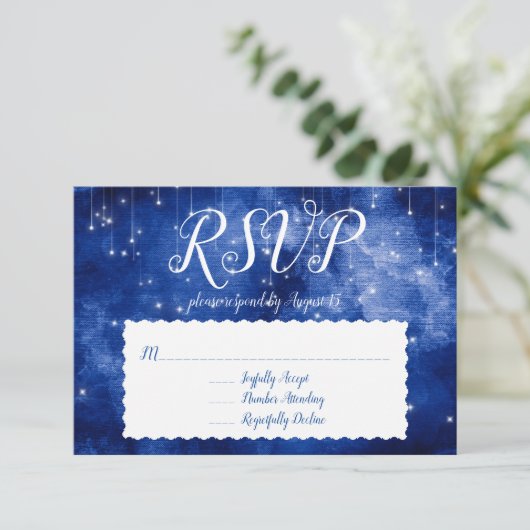 Invitation Blue Space Galaxy Celestial Stars Réponse RSVP (Debout devant)