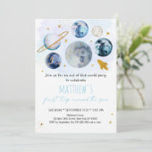 Invitation Blue Space Premier Voyage Autour Du Soleil Anniver (Debout devant)