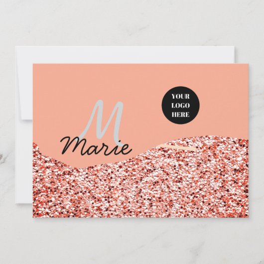 Invitation blue sparkle ajouter un logo texte merci escompte (Devant)