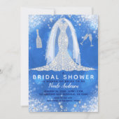 Invitation Blue Sparkle Diamond Mariage robe Fête des mariées (Devant)
