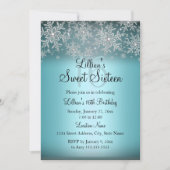 Invitation Blue Sparkle Flocon de Neige Sweet 16 (Devant)