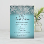 Invitation Blue Sparkle Flocon de Neige Sweet 16 (Debout devant)