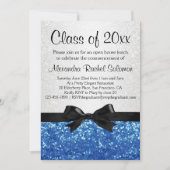 Invitation Blue Sparkle-look Bow Graduation/fête (Devant)
