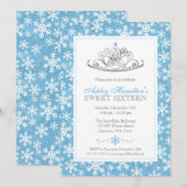 Invitation Blue Sparkle Princess Winter Wonderland Sweet 16 (Devant / Derrière)