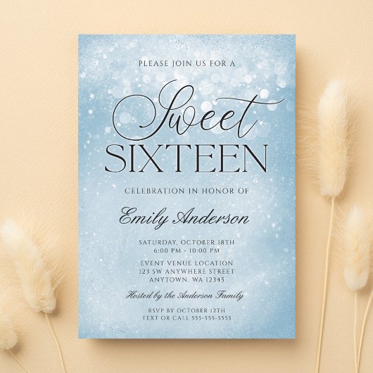 Invitation Blue Sparkle Sweet 16