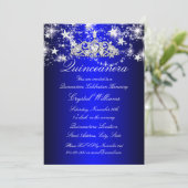 Invitation Blue Sparkle Tiara & Stars Quinceanera (Debout devant)