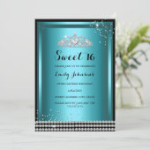Invitation Blue Sparkle Tiara Sweet 16 Anniversaire Invitatio (Debout devant)