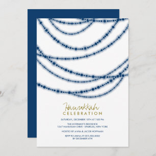 Invitation Blue Sparkles Hanoukka Fête Fête Fête