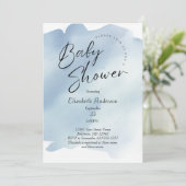Invitation Blue Splash Laver Aquarelle Baby shower bébé garço (Debout devant)