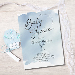 Invitation Blue Splash Laver Aquarelle Baby shower bébé garço