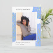 Invitation Blue Splashes Botanical Photo Graduation Party (Debout devant)