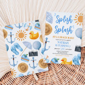 Invitation Blue Splish Splash Beach Bash Anniversaire