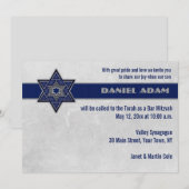 Invitation Blue Star Top Stripe Bar Mitzvah (Devant / Derrière)