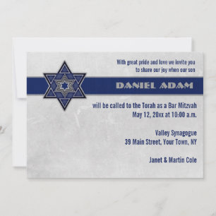 Invitation Blue Star Top Stripe Bar Mitzvah