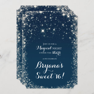 Invitation Blue Starry Night Sky Celestial Sweet 16