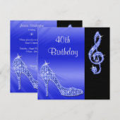 Invitation Blue Stiletto & Treble Clé 40e Anniversaire (Devant / Derrière)
