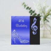 Invitation Blue Stiletto & Treble Clé 40e Anniversaire (Debout devant)