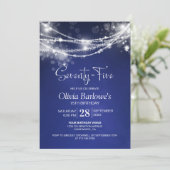Invitation Blue String Lights 75e fête d'anniversaire (Debout devant)