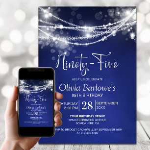 Invitation Blue String Lights 95e fête d'anniversaire