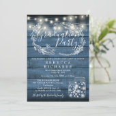 Invitation Blue String Lights Mason Jars Graduation Party (Debout devant)