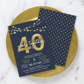 Invitation Blue Strings of Lights 40e anniversaire de mariage