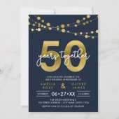 Invitation Blue Strings of Lights 50e Anniversaire de Mariage (Devant)