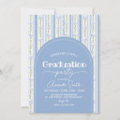 Invitation Blue Stripe Floral Arch Graduation Invite (Devant)