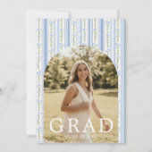 Invitation Blue Stripe Floral Arch Graduation Invite (Dos)
