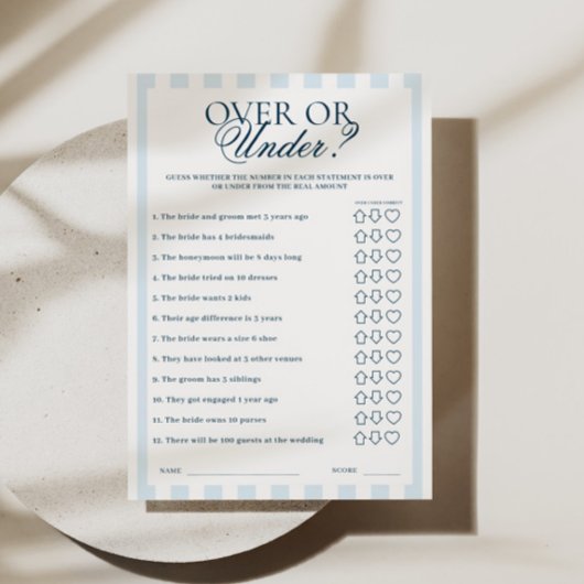 Invitation Blue Striped Over or Under Card