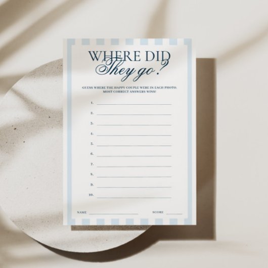 Invitation Blue Striped Where did they go Card