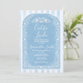 Invitation Blue Stripes Baby Shower Cielito Lindo Talavera (Debout devant)