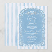 Invitation Blue Stripes Baby Shower Cielito Lindo Talavera (Devant / Derrière)