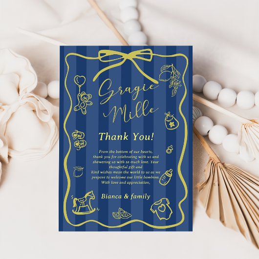 Invitation Blue Stripes Italian Themed Ciao Baby Shower