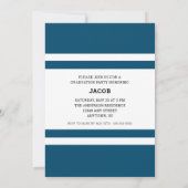 Invitation Blue Stripes Sporty Photo Graduation Party (Dos)