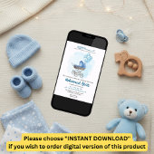 Invitation Blue stroller balloon muslim baby boy birth
