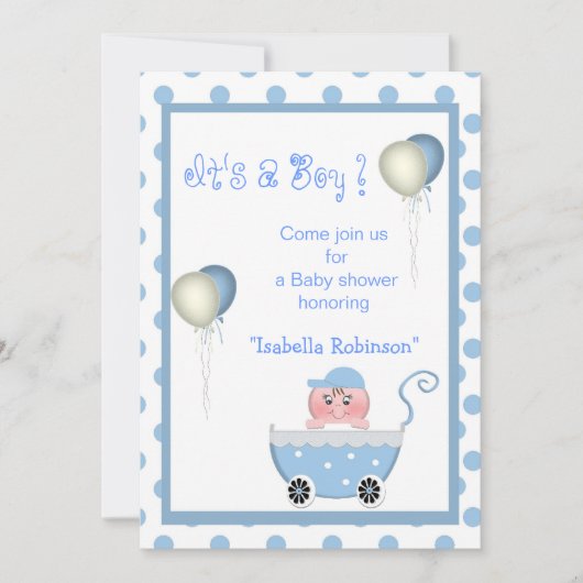 Invitation Blue Stroller, c'est un bébé avec une douche Invit (Devant)