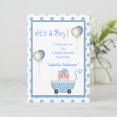 Invitation Blue Stroller, c'est un bébé avec une douche Invit (Debout devant)