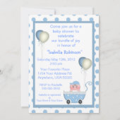 Invitation Blue Stroller, c'est un bébé avec une douche Invit (Dos)