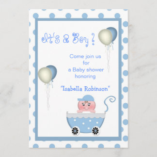 Invitation Blue Stroller, c'est un bébé avec une douche Invit