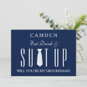 Invitation Blue Suitup Serez-vous mon groom ? (Debout devant)