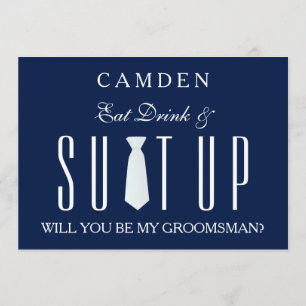 Invitation Blue Suitup Serez-vous mon groom ?