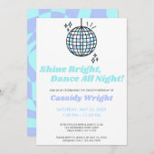 Invitation Blue Super Disco Anniversaire (Devant / Derrière)