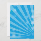 Invitation Blue Superheros Comédie Livre Styled Anniversaire (Dos)