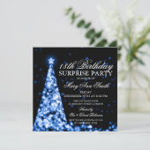Invitation Blue Surprise 18e anniversaire lumières de Noël (Debout devant)