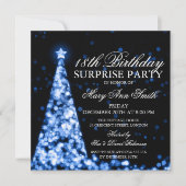 Invitation Blue Surprise 18e anniversaire lumières de Noël (Devant)