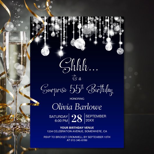 Invitation Blue Surprise 55e fête d'anniversaire