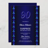 Invitation Blue Surprise 90e fête d'anniversaire (Devant / Derrière)