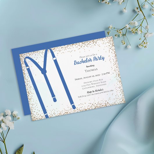 Invitation Blue Suspendre Bachelor Party
